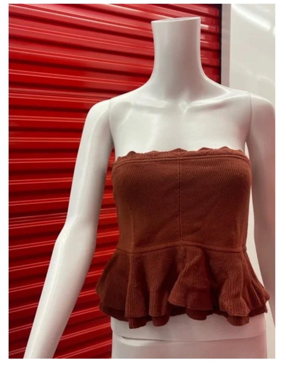 Club Monaco Strapless Peplum Sweater Crop Top